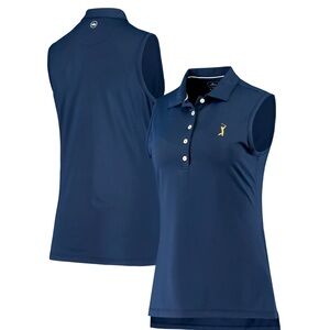 NEW Women's Peter Millar Navy "Notre Dame" Perfect Fit Sleeveless Golf Polo Sz S